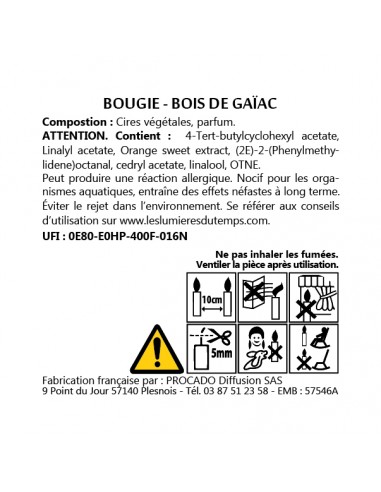 KIT BOUGIE 350gr BOIS DE GAIAC