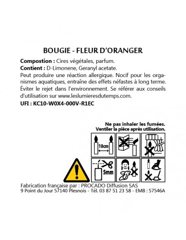 KIT BOUGIE 350gr FLEUR D'ORANGER