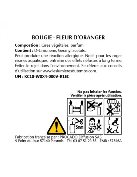 KIT BOUGIE 350gr FLEUR D'ORANGER