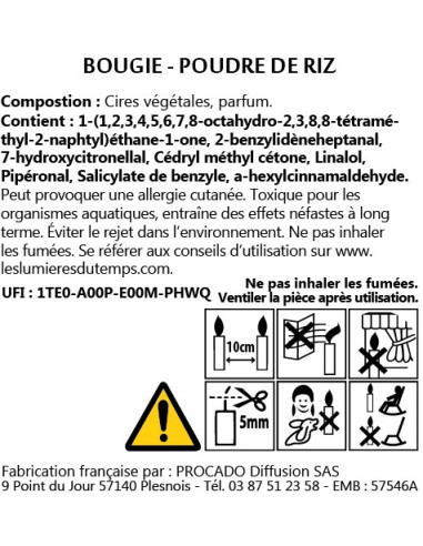 KIT BOUGIE 350gr POUDRE DE RIZ | les Lumières du Temps