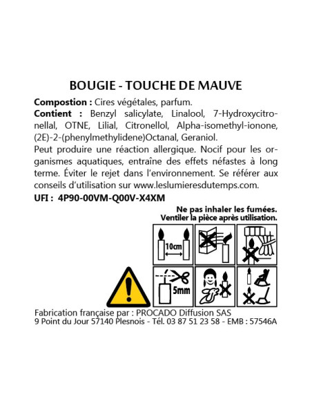 KIT BOUGIE 350gr TOUCHE DE MAUVE | les Lumières du Temps