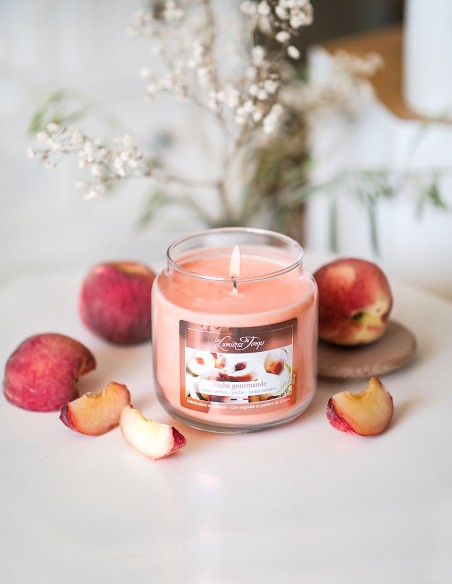 Bougie Cire Colorée 145 g Pêche Gourmande