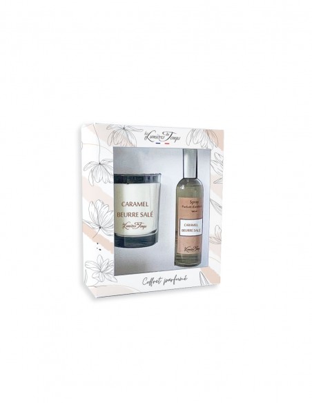 Coffret bougie 180 g + Spray 100 ml Caramel Beurre Salé