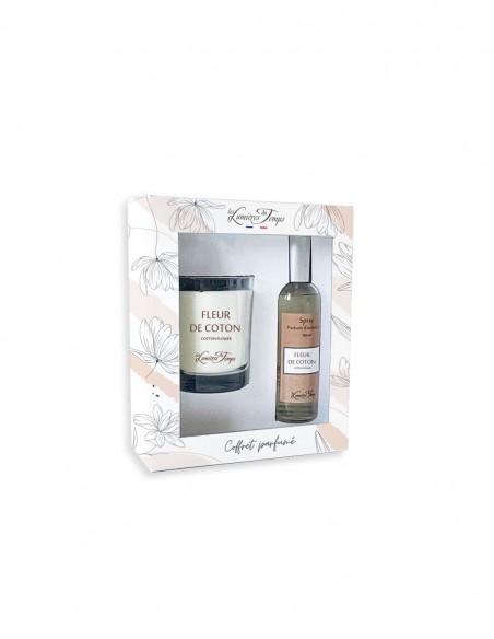 Coffret bougie 180 g + Spray 100 ml Fleur de Coton