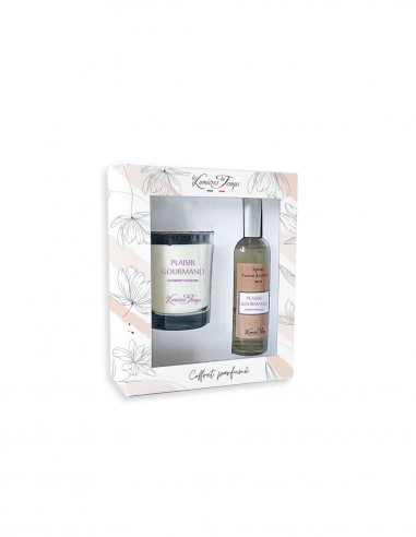 Coffret bougie 180 g + Spray 100 ml Plaisir Gourmand