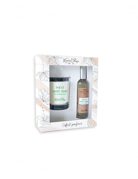 Coffret Bougie 180 g + Spray 100 ml Thé et Maté Vert