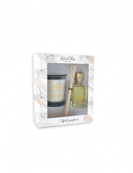 Coffret Bougie 180 g + Diffuseur 100 ml Caresse d'Ambre