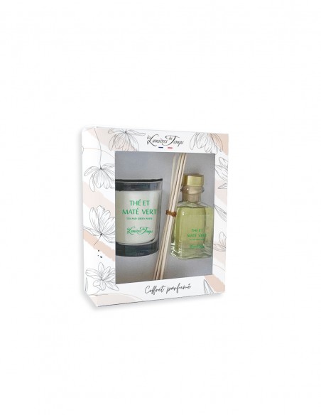 Coffret Bougie 180 g + Diffuseur 100 ml Thé et Maté Vert