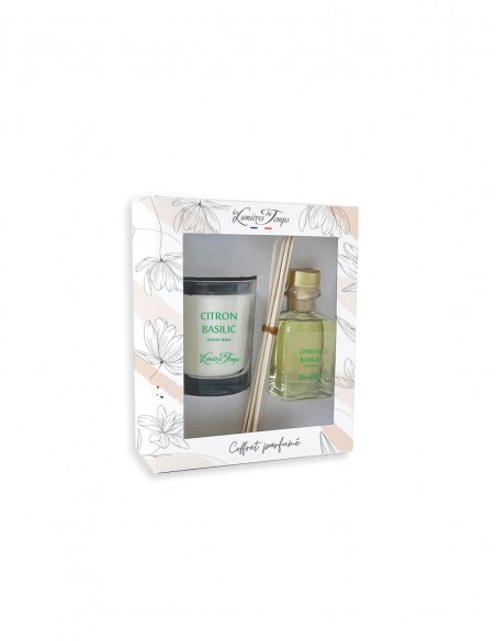 Coffret Bougie 180 g + Diffuseur 100 ml Citron Basilic