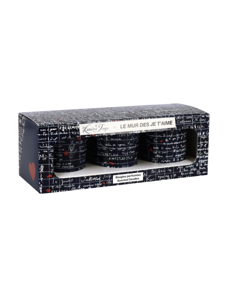 Coffret Bougie Le mur des je t'aime 3x90g