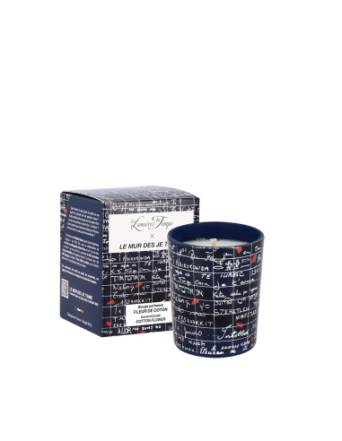 Bougie Le mur des je t'aime 90 g Fleur de Coton
