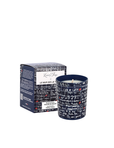 Bougie Le mur des je t'aime 90 g Ambre Noire