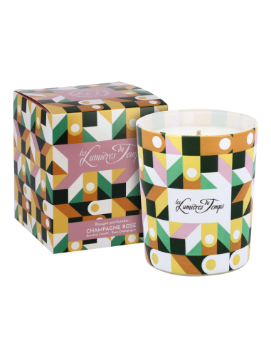 Bougie Chromatik 180 g Champagne Rosé motifs géométriques