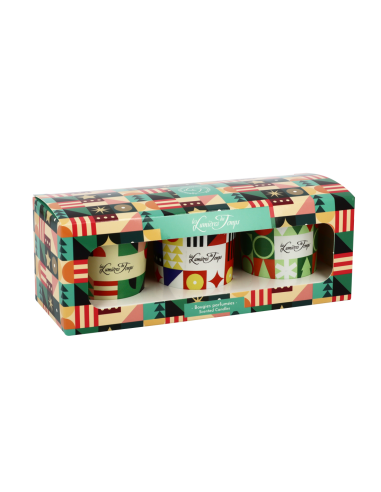 Coffret Bougies Chromatik 3x90 g Pluie de Pétales - Ambre Noire - Thé au Coin du Feu - Cadeau de Noël
