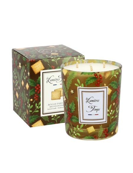 Bougie Lumières d'Hiver 350 g Biscuits Enchantés livrée dans sa boîte assortie