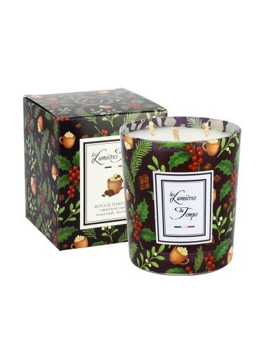 Bougie Lumières d'Hiver 350 g Chocolat Chaud collection de Noël à offrir pour faire plaisir. Idée cadeau
