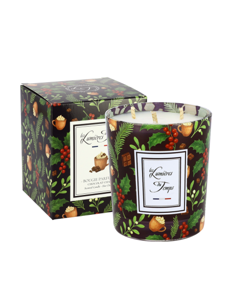 Bougie Lumières d'Hiver 350 g Chocolat Chaud collection de Noël à offrir pour faire plaisir. Idée cadeau