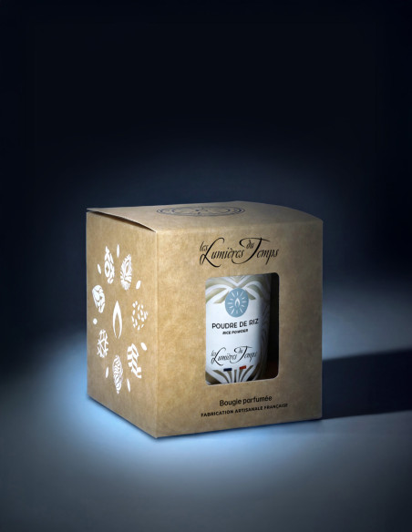 Bougie Végétale 180 g Poudre de Riz livrée dans sa boîte kraft