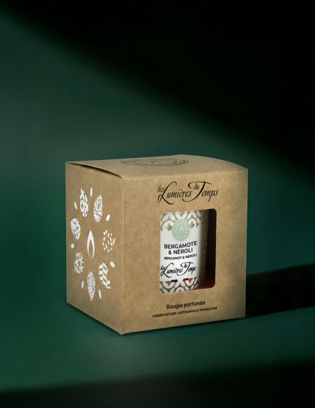 Bougie Végétale 180 g Bergamote et Néroli livrée dans sa boîte kraft