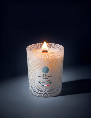 Bougie Végétale 180 g Mèche en Bois Feu de Cheminée. Mèche en bois crépitante dès l'allumage