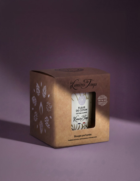 Bougie Végétale 180 g Mèche en Bois parfum Fleur de Coton livrée dans sa boîte
