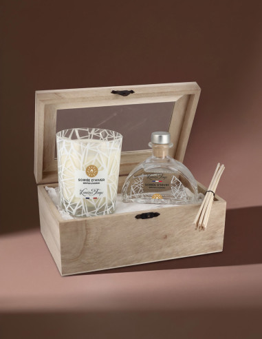 Coffret Bois Bougie 180 g et Diffuseur 100 ml Soirée d'Hiver