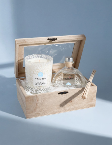 Coffret Bois Bougie 180 g et Diffuseur 100 ml Yuzu du Japon