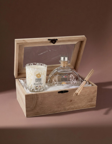 Coffret Bois Diffuseur 100 ml et Bougie 90 g Caresse d'Ambre