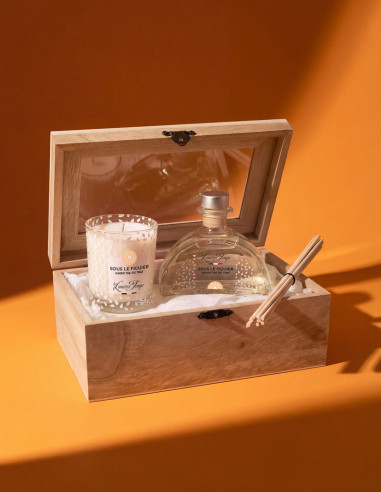 Coffret Bois Diffuseur 100 ml et Bougie 90 g Sous le Figuier