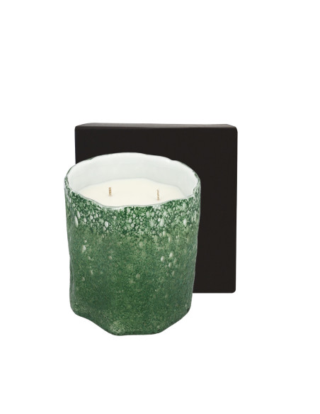 Grosse Bougie verte qui sent bon collection Aura Verte