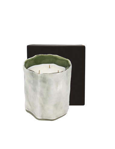 Bougie Lucia Blanche 1,1 kg Sous le Figuier , grosse bougie parfumée 3 mèches en coton