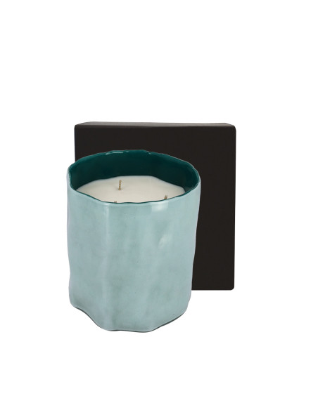 Bougie Lucia Bleue 1,1 kg. Parfum Santal Blanc.
