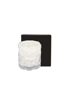 Bougie Onyx Blanche 245 g Fleur de Coton ; créez une ambiance cocooning dans votre salon.