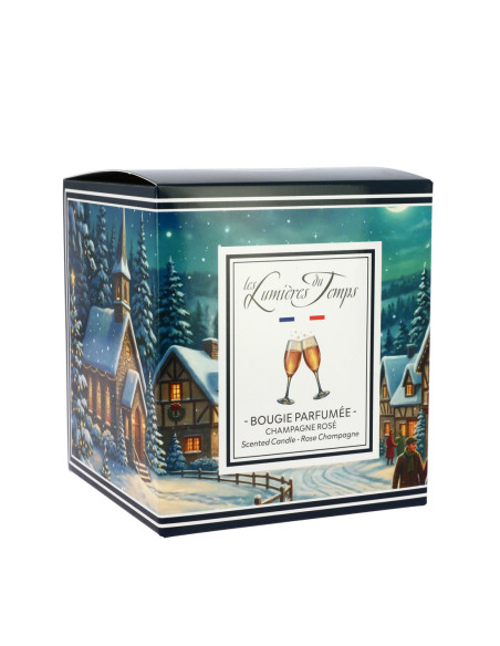 bougie parfumée aux décors de villages enneigés