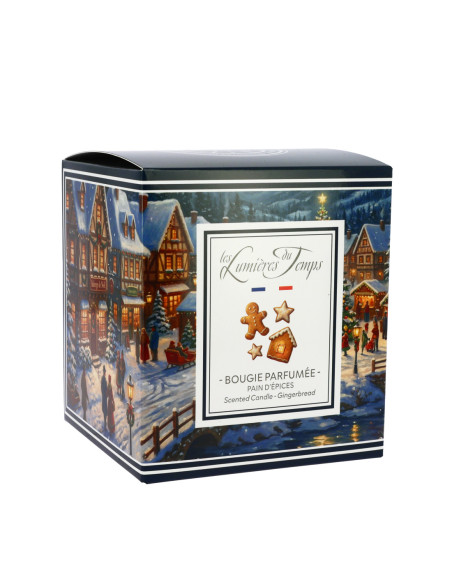Bougie Villages Enchantés 350 g Pain d'Épices livrée dans sa boîte.