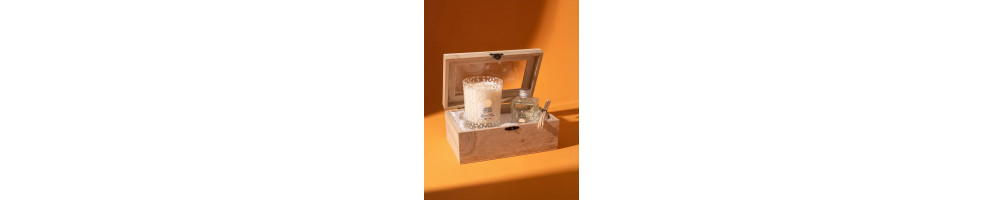 Coffret Bougie 180g et Diffuseur 50ml en Bois – 50 Parfums | Idée Cadeau